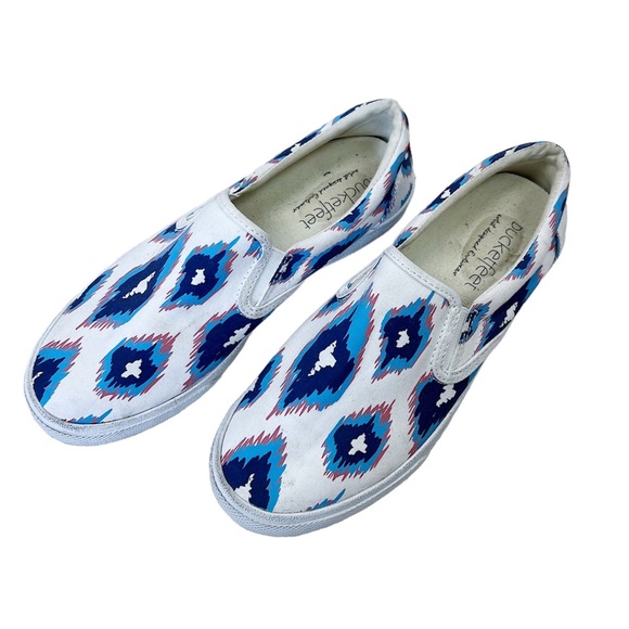 Bucket Feet Shoes - Bucket Feed Blue Southwestern Print Slip on Shoes 6